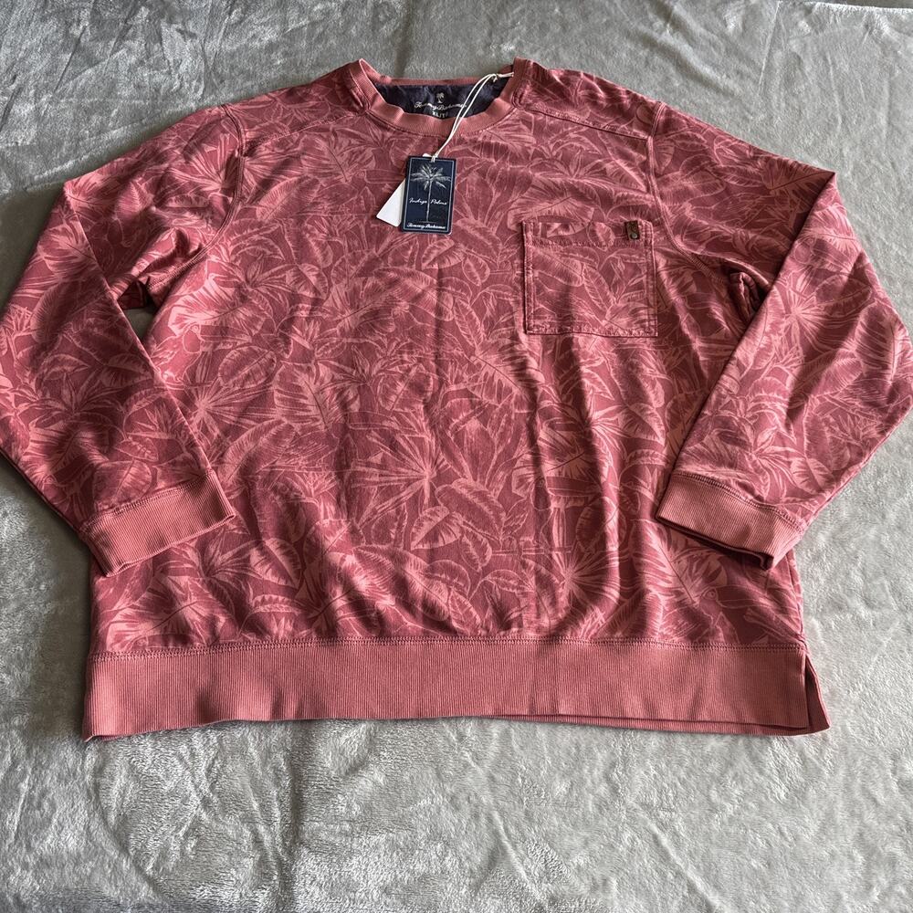 Tommy Bahama NEW Ben & Terry Twilight Palms Men Sweatshirt XL Orange Pullover